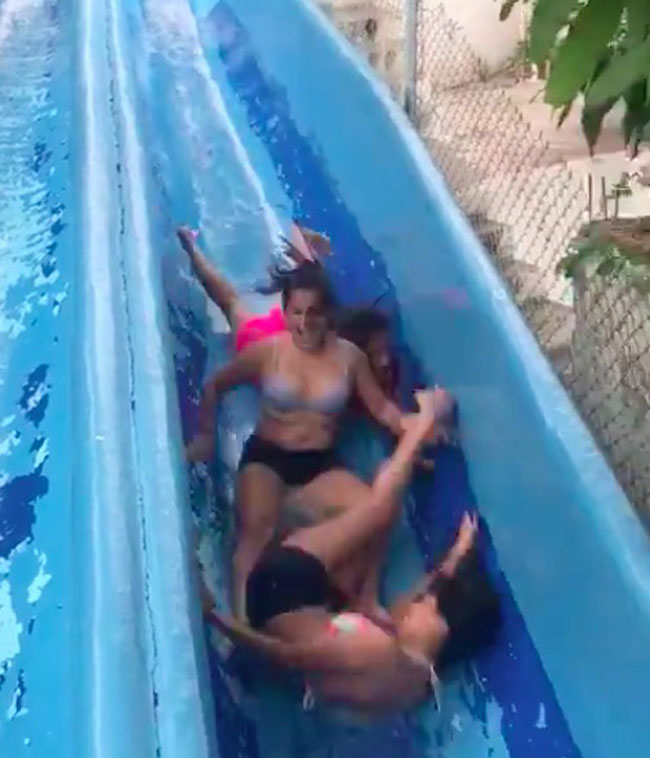 Waterslide Crash Three Girls Fail NSFW