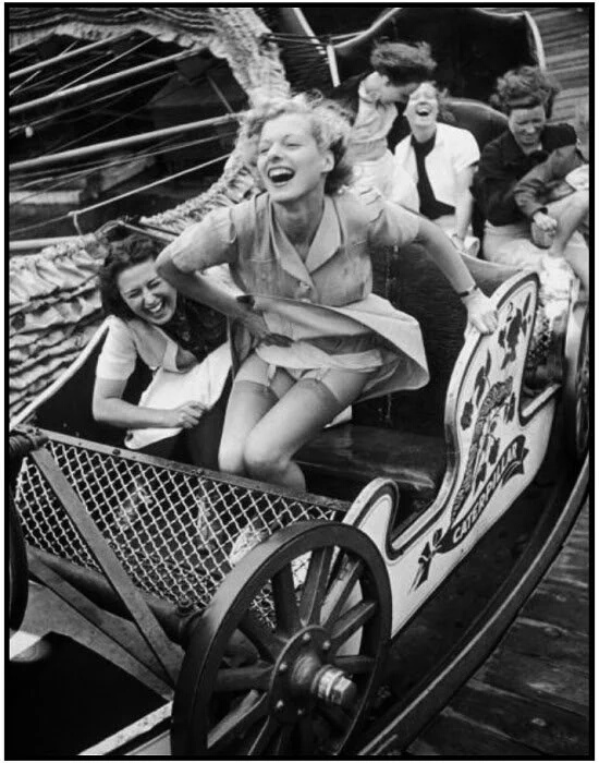 Woman Shows Off Her Garters While On A Rollercoaster At The Southend Amusement Park 1938 NSF
